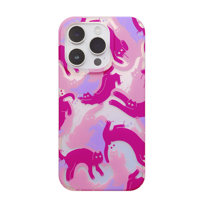 [猫猫·迷彩]苹果手机壳 iphone16ProMax 粉色少女双层IMD抗黄软壳iphone15 14 Pro可爱猫咪
