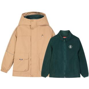 一衣三穿暇步士童装儿童可拆卸外套秋冬新款男童加绒女童三防风衣