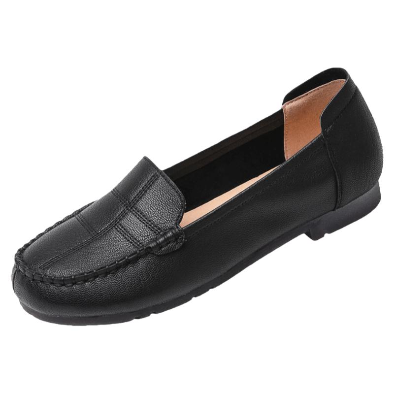 信诺羊皮妈妈鞋2025年新款春秋软底真皮鞋舒适中老年单鞋豆豆女鞋