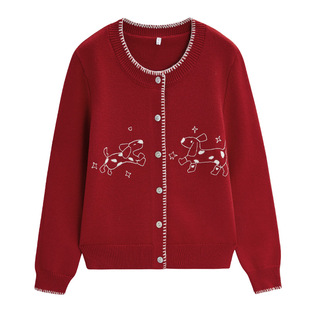 IEF/爱依服【微胖】毛衣外套2026冬季新款时尚百搭红色针织开衫女