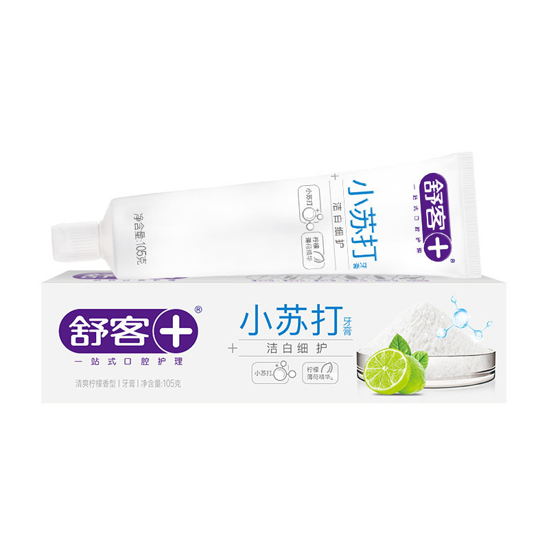 舒客洁白细护含氟调节酸碱平衡国产清爽柠檬香型坚固亮白牙膏105g