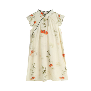 布丁哈鲁新中式女童国风套装儿童汉服旗袍唐装夏季2026新款连衣裙