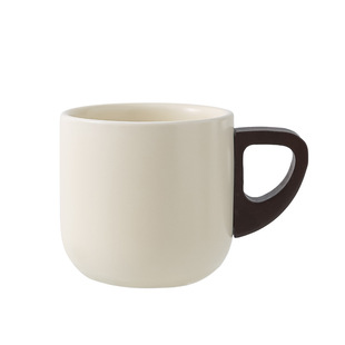 中式高档简约粗陶陶瓷咖啡杯子木质把手茶杯马克杯配木质杯垫套装