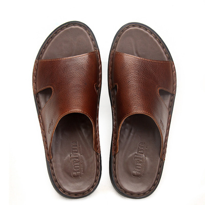 手工缝线整张夏季个性舒适皮拖鞋