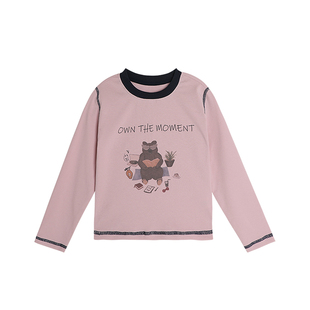 布丁哈鲁秋装女童2026春秋新款儿童卡通撞色圆领长袖T恤打底衫