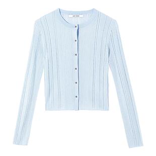 朗姿25圆领桑蚕丝圆领针织开始白色通勤都市修身夏季新款针织衫女