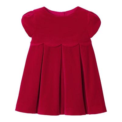 Jacadi亚卡迪法国女小童A类纯棉礼服裙春秋款红色连衣裙2041646