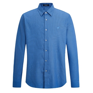 【含绵羊毛】LONDA 伦德马秋冬新款男士商务休闲衬衫格子长袖衬衣