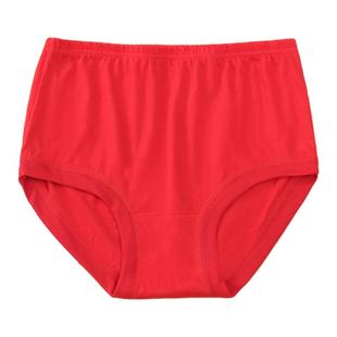中老年内裤女本命年大码红色纯棉质高腰内裤老人平角裤女全棉裤头