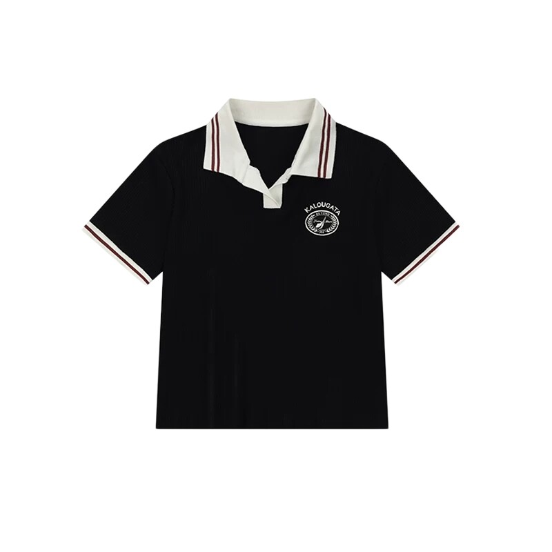 361POLO衫运动T恤女2026夏季新款短款修身上衣翻领透气短T袖女款