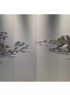 新中式硬包背景墙宋氏美学打印画