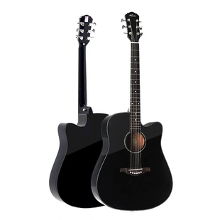 红棉吉他民谣36 41寸黑色40 38面单板考级初学生入门左手男女电箱