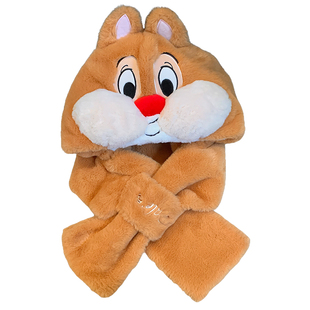 可爱奇奇蒂蒂毛绒帽子围巾一体女冬季加绒加厚保暖防寒手套三件套