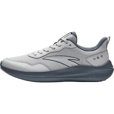 安踏男鞋灰色运动鞋男款2025冬季新款轻质防滑软底透气跑步鞋男子