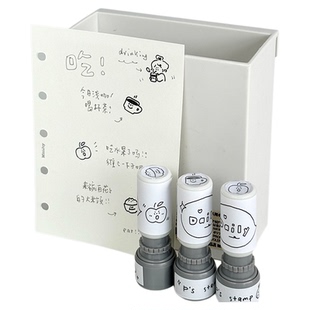 白日几何印章P头goody系列手帐光敏印章儿童可爱迷你DIY手工制作装饰可爱卡通图案方便收纳印章