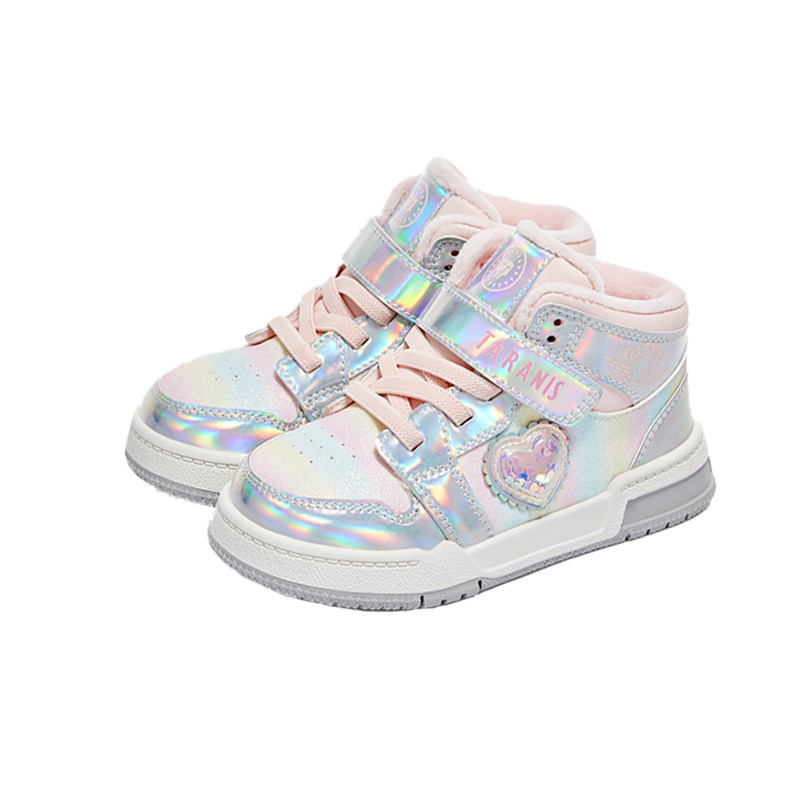 泰兰尼斯童鞋秋冬新款女童高帮运动鞋儿童防滑幼儿园板鞋保暖棉鞋