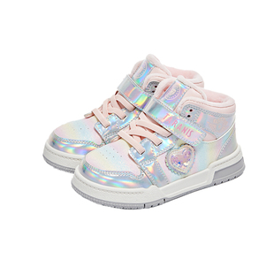 泰兰尼斯童鞋冬季新款女童高帮运动鞋儿童防滑幼儿园板鞋保暖棉鞋