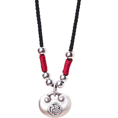 s999纯银平安锁小胖福吊坠