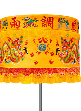 龙凤刺绣黄龙伞佛堂绣品佛家道家四龙宝盖用品凤凰祝福语红黄色