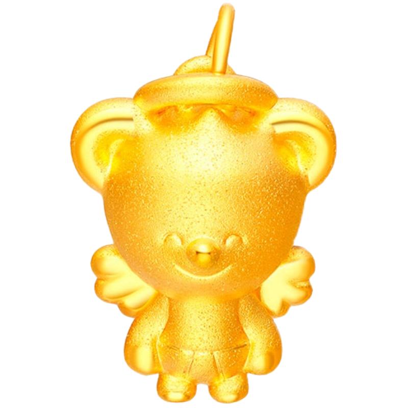 中国黄金泰迪熊微笑硬金吊坠