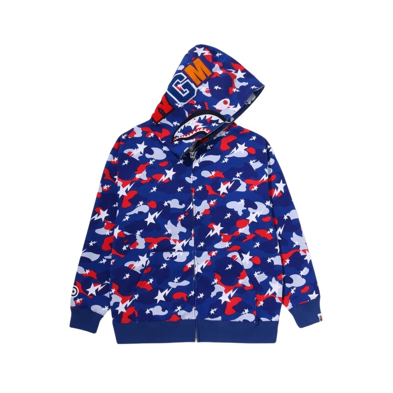 BAPE星标迷彩全拉链鲨鱼卫衣外套