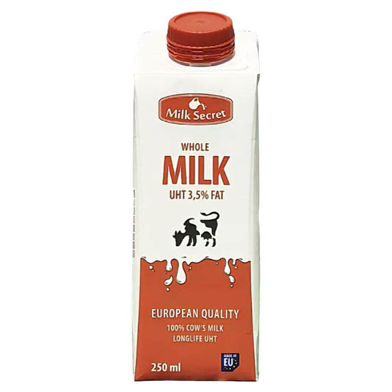 纯牛奶原装进口波兰慕淋卡高温灭菌生牛乳 全脂早餐牛奶250ml*6盒