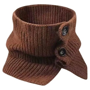 深灰色针织高领套头围巾披肩大衣外搭女款2025新款围脖冬一体配饰