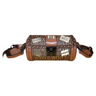 包包女士2026新款高级感洋气卡通徽章圆筒包真皮枕头包单肩斜挎包