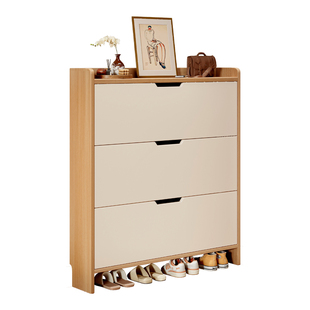 实木超薄翻斗鞋柜家用门口2025新款楼道入户大容量玄关柜小窄鞋架