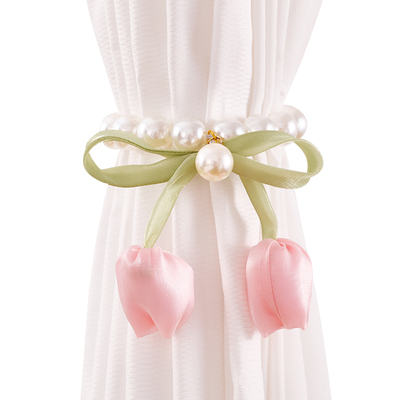 珍珠磁吸窗帘绑带一对装白纱窗帘扎束带扣环对吸轻奢高档收拢绳子