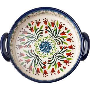 双耳烤碗烤盘家用陶瓷波兰瓷复古餐具手把碗沙拉碗面碗汤碗菜盘子