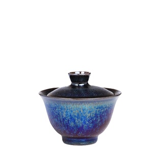 宋风居建盏茶杯名师杨飞纯手工七彩曜变盖碗公道杯高端茶具主人杯