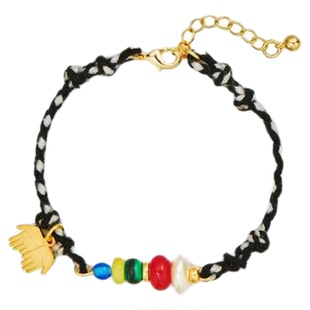 边顶开运手链纯手工串珠配饰原创藏文化编绳叠带手饰男女好运礼物