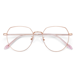 抗防蓝光辐射金丝多边框眼镜女近视可配无度数高级感平光眼睛疲劳