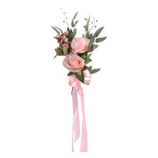 椅背花仿真绢花婚礼婚庆楼梯门把手绑花酒店教堂椅子椅背装饰假花