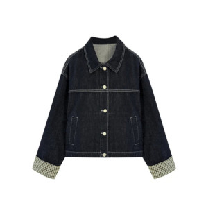 2026春季设计感拼接爆款时尚牛仔短外套女秋装高级感洋气宽松上衣