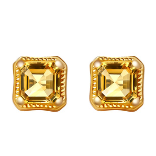 宫里上新黄水晶耳钉女天然宝石耳饰冬季纯银轻奢高级生日礼物女生