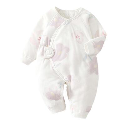 婴儿薄棉连体衣秋冬季女宝宝新生儿婴儿衣服夹棉包屁衣0-3月52码