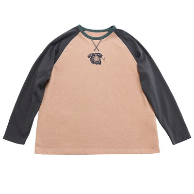 轻薄混纺竹节纹显瘦插肩袖T恤