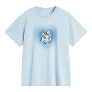 李宁正品x 迪士尼桑普兔女子潮流休闲印花宽松运动短袖AHSU770-2