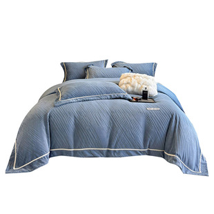 秋冬牛奶绒保暖四件套加厚珊瑚法兰绒1米8床笠双面加毛绒2M被子罩