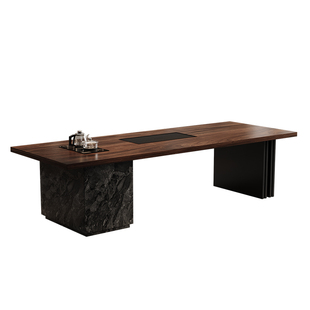 新中式南美胡桃木实木茶桌椅组合高端大板茶台客厅家用办公室茶几