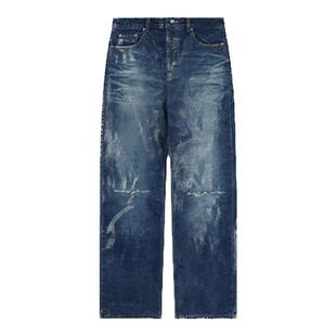 【免费改裤】WE11DONE女士亮面涂层阔腿牛仔裤