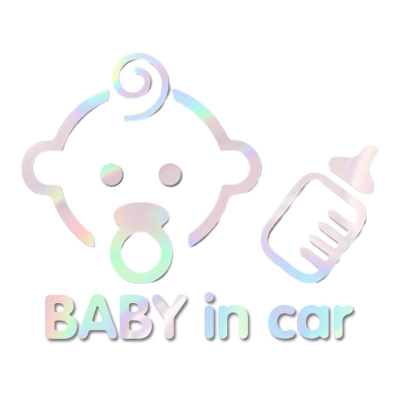 車內(nèi)有寶寶嬰兒baby孕媽媽創(chuàng)意警示鐳射反光汽車貼紙車身貼裝飾貼