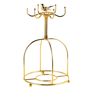 咖啡杯碟架英式镀金小鸟架创意杯碟收纳架家用挂架倒挂沥水杯架