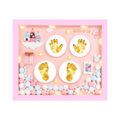 蛇年宝宝龙手足印泥胎毛发纪念品相框新生儿婴儿脚印满月百天礼物