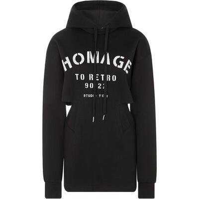 YCH字母图案装饰女士连帽卫衣