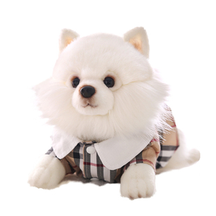 尖点博美萨摩耶仿真白狗毛绒玩偶公仔旺手工儿童玩具可爱生日礼物