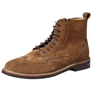 TRD英伦复古休闲布洛克雕花男靴真皮反绒皮系带手工固特异工装靴