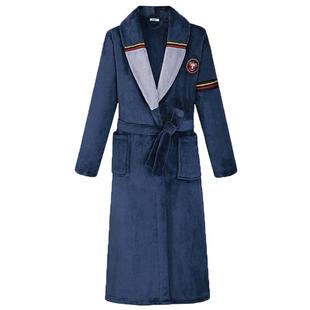 新款秋冬珊瑚绒睡袍男士浴袍睡衣一体式长款加大加肥法兰绒套装